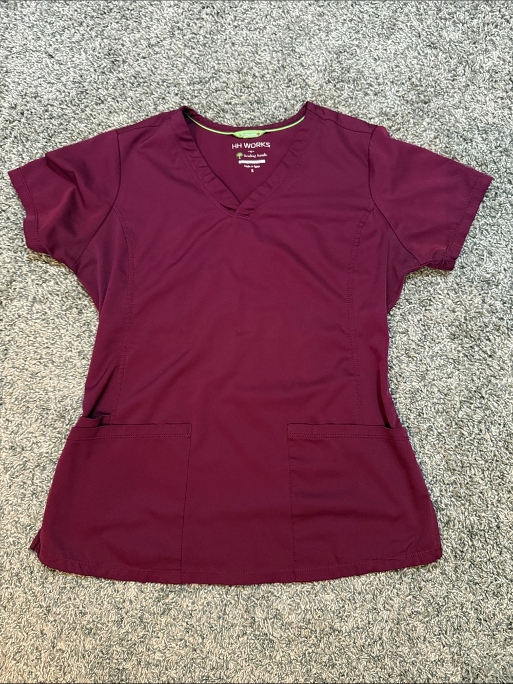 healing hands Women's V-Neck Scrub Top - Wine